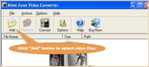 load video file(s) into Zune Video Converter